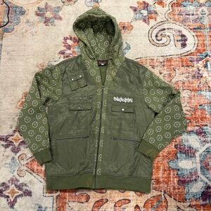 BABYLON LA Jacquard Hooded Jacket Green Peace Hoodie Jacket Men's XL Zip Pockets